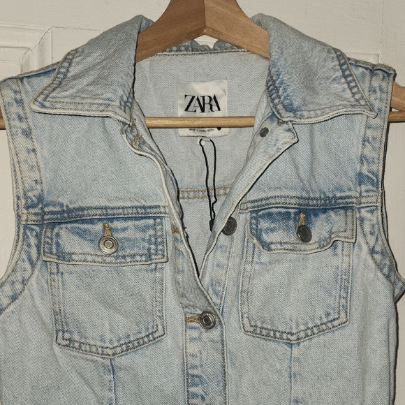 Zara Denim Button-Down Mini Dress - Picture 3 of 6